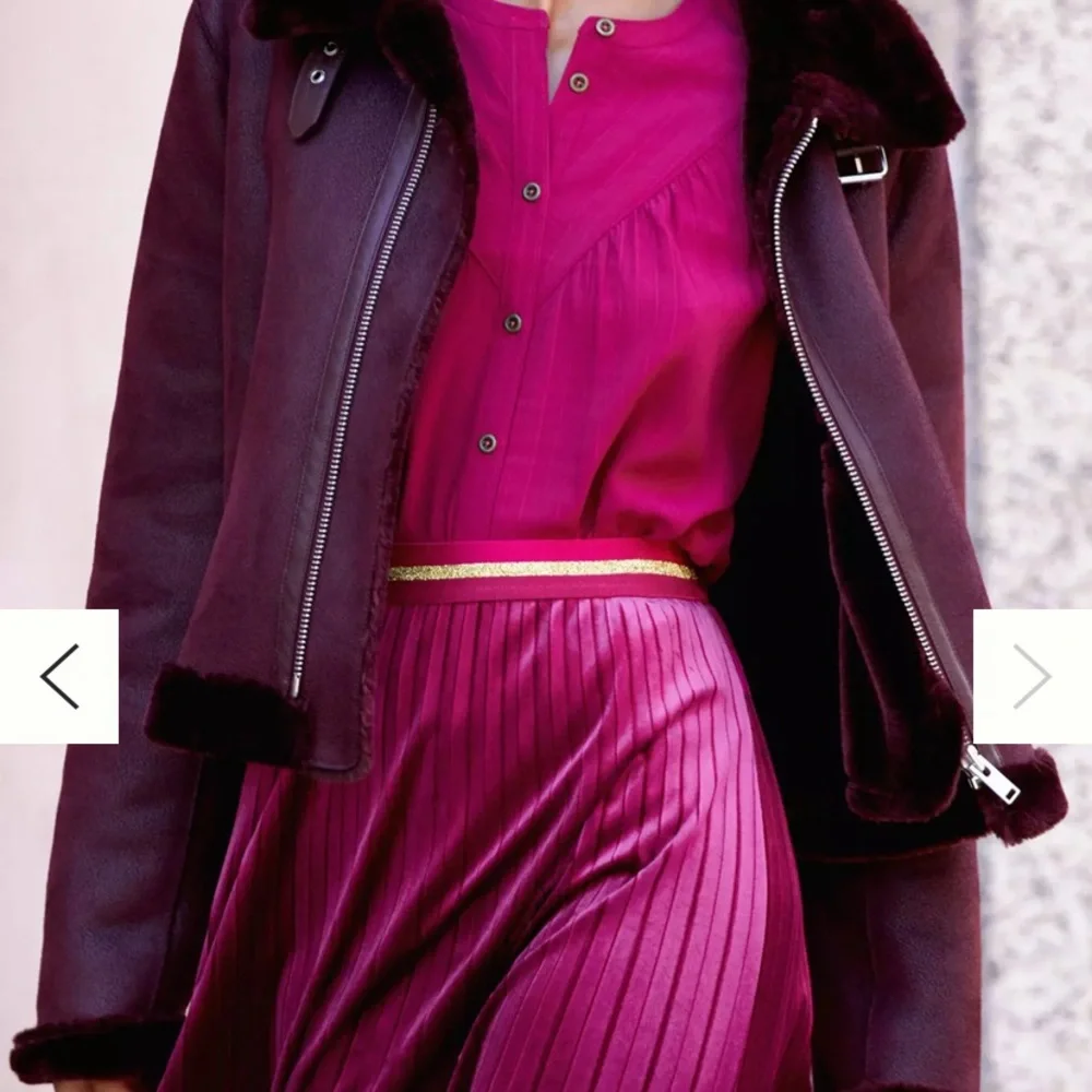 NWOT Anthropologie Maeve Pleated Velvet Fuschia Pink Gold Holiday MIDI Skirt S - Picture 6 of 6